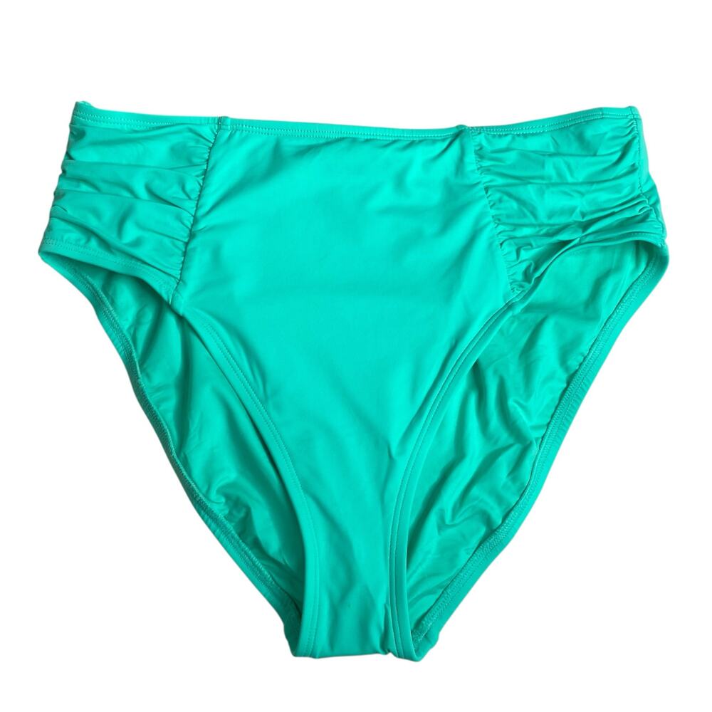 La Blanca Bikini Swim Bottoms High Waist Tummy Control Aqua Teal Womens 8 Retro